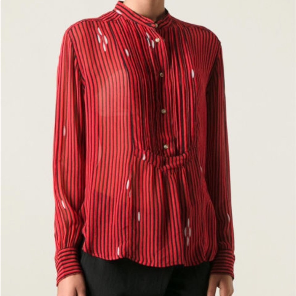 ISABEL MARANT ETOILE red and black stripes blouse